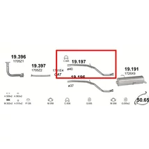 Kipufogócső, közép, Peugeot 206, 1.1-1.4, 1998-2001