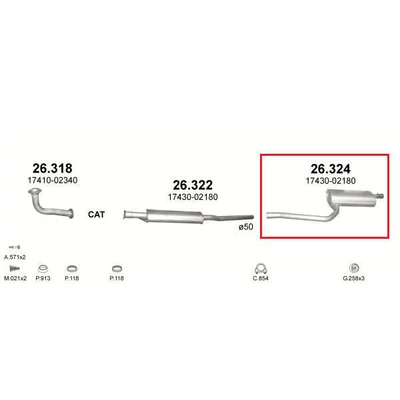Kipufogódob, hátsó, Toyota Avensis 1.6-2.0, 1997.10-2000.07