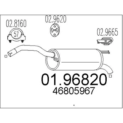 Kipufogódob, hátsó, Fiat Stilo, 1.4-1.9, 2001-2007