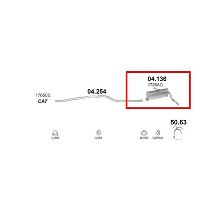 Kipufogódob, hátsó, Citroen Berlingo, Peugeot Partner, 1.1-1.9, 1996-2003.09