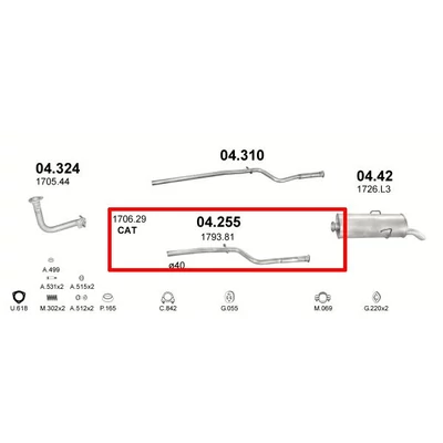 Kipufogócső, közép, Citroen Saxo, Peugeot 106 Hatchback, 1.0, 1996.02-2004