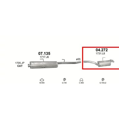 Kipufogódob, hátsó, Citroen Evasion, Jumpy, Fiat Scudo, Peugeot 806, Expert, 2.0, 2000-2005.04
