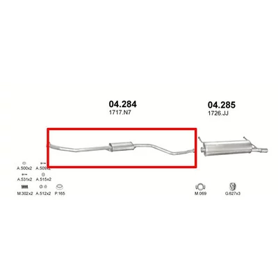 Kipufogódob, közép, Citroen Xsara, Peugeot 306 Cabrio, 1.4-1.6, 2000.09-2005