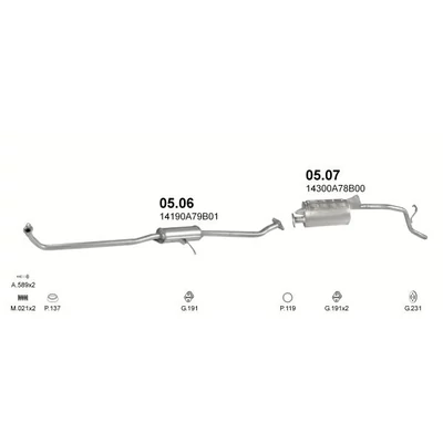 Kipufogódob, közép, Daewoo Tico Hatchback, 0.8, 1993-
