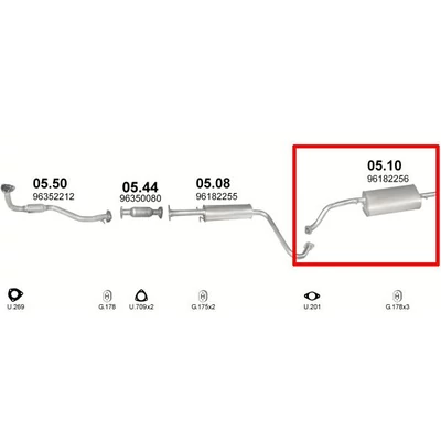 Kipufogódob, hátsó, Daewoo Lanos, Hatchback, 1.3-1.6, 1997-2003