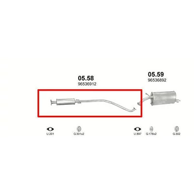 Kipufogódob, közép, Daewoo Kalos, 1.2-1.4, 2002-2008.05
