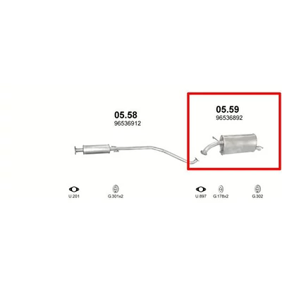 Kipufogódob, hátsó, Daewoo Kalos, Hatchback, Sedan, 1.2-1.4, 2002-2008.05