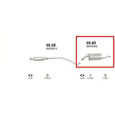 Kipufogódob, hátsó, Daewoo Kalos, Aveo, Sedan, 1.4, 2003-