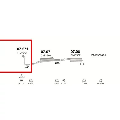 Kipufogócső Y, Fiat Ducato, Talento, Citroen C25, Peugeot J5, 1.8-2.5, 1981-1994.06