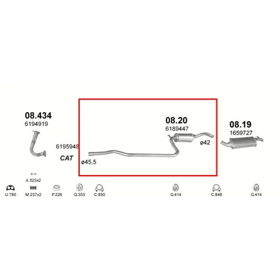 Kipufogódob, hátsó, Ford Fiesta 1.4, 1989-1992.12