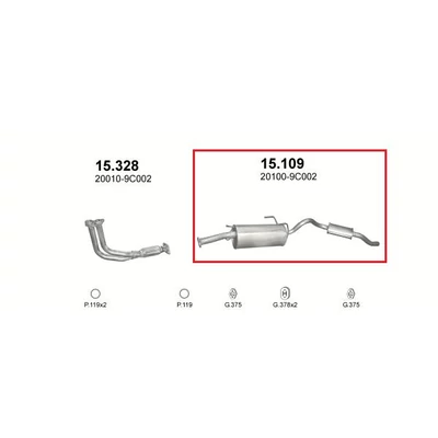 Kipufogódob, hátsó, Nissan Serena, Vanette,2.0-2.3D, 1992-2003