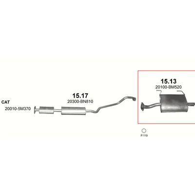 Kipufogódob, hátsó, Nissan Almera, 1.5-1.8, 2000-2006.09