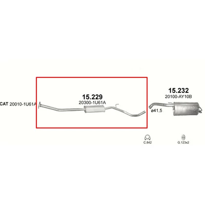 Kipufogó, közép, Nissan Note, 1.4, 2006-2007.10