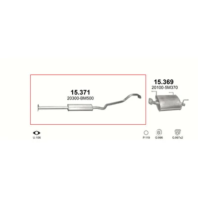 Kipufogódob, közép, Nissan Almera Hatchback, Sedan, 1.5, 2002-2006