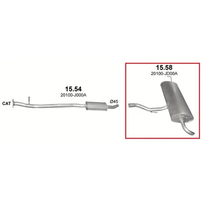 Kipufogódob, hátsó, Nissan Qashqai, 1.6, 2006.10-2014.04
