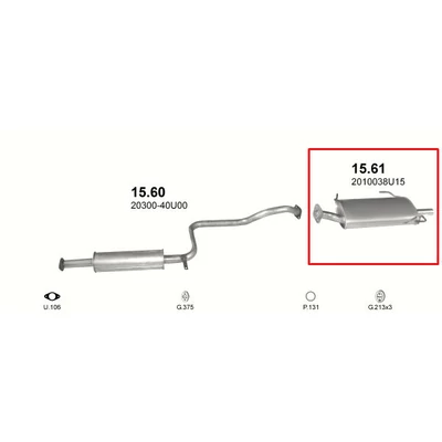 Kipufogódob, hátsó, Nissan MAXima, 2.0-3.0, 1994-2000.01