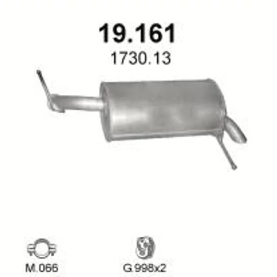 Kipufogódob, hátsó, Peugeot 407, Sedan, Kombi, 1.8, 2004.04-2007.09