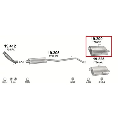 Kipufogódob, hátsó, Peugeot 406 Sedan, 2.0D, 1999-2004
