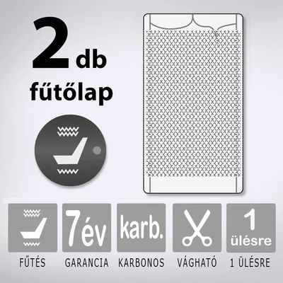 KIYO karbonszálas ülésfűtés 2 fokozatú billenőkapcsolóval, 1 ülésre