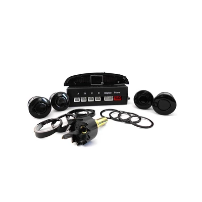 Négyszenzoros tolatóradar, színes LED kijelzővel, döntőgyűrű készlettel