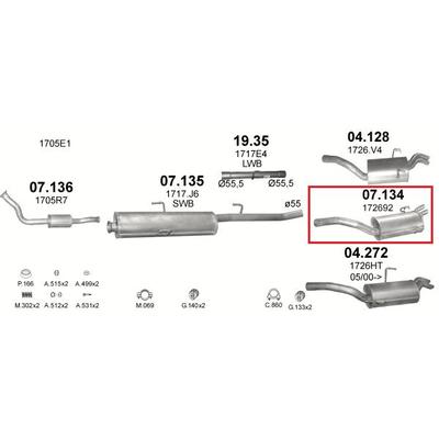 Kipufogódob, hátsó, Fiat Scu, Uly, Citroen Eva, Ford Focus, Lancia Z, Peugeot 806 1.6-2.1, 1994-2006
