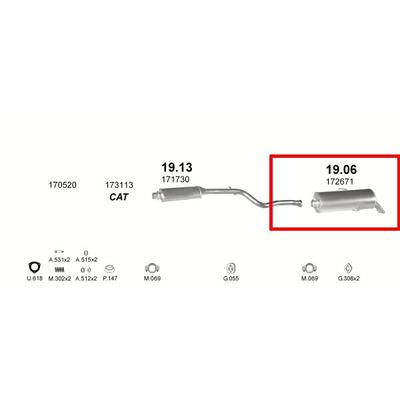 Kipufogódob, hátsó, Peugeot 106 Hatchback, 1.0-1.6, 1991-2004
